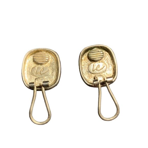 Liz Claiborne signed pewter color with black enamel with silver clip on earrings - Picture 3 of 5